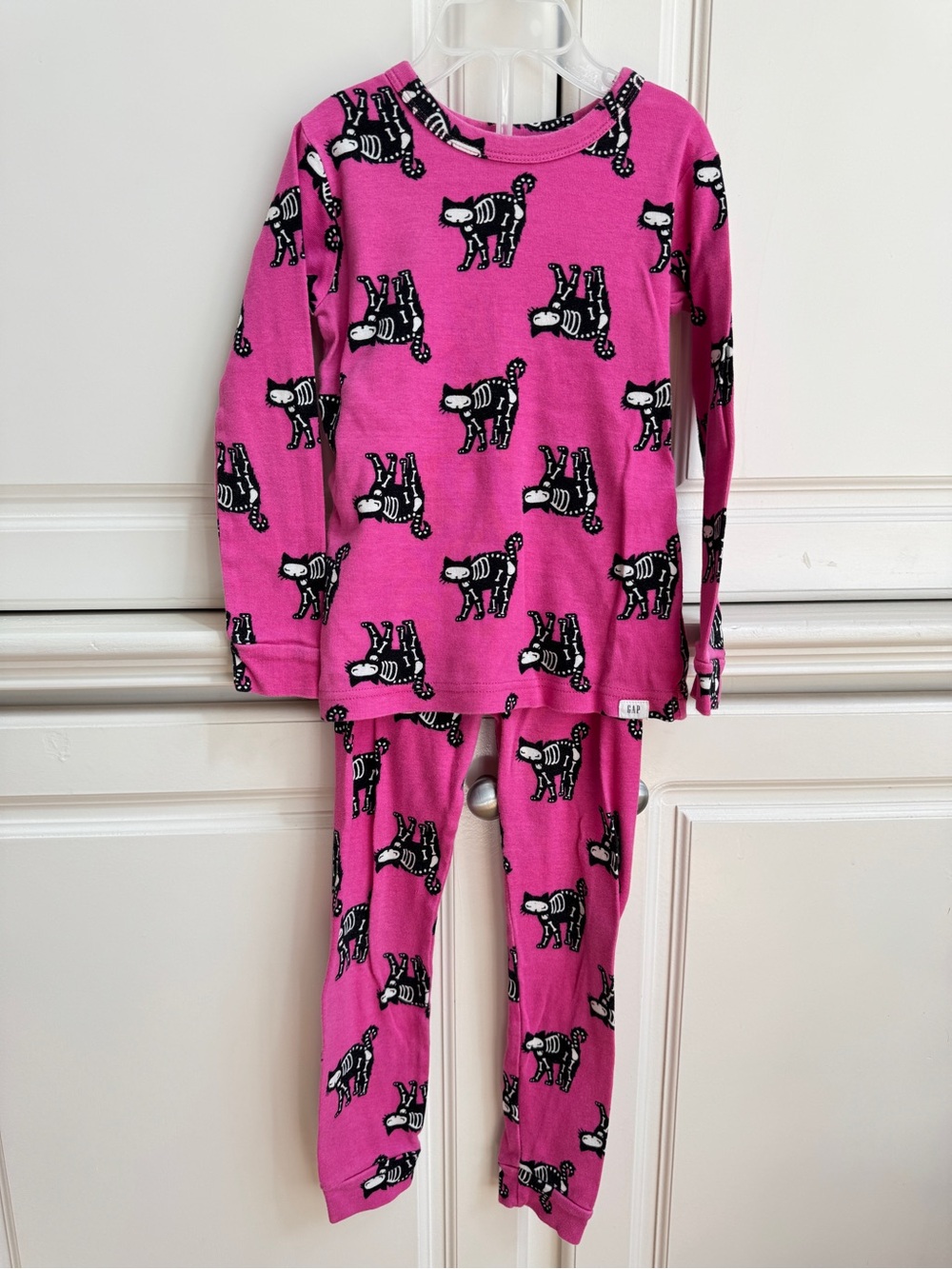 GAP Girls Pink Halloween Skeleton Cat Pajama PJ Set Size 5